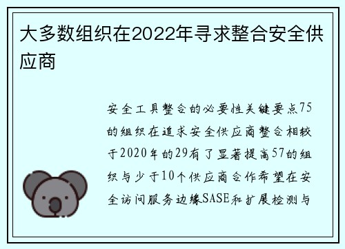 大多数组织在2022年寻求整合安全供应商 大多数组织在2022年寻求整合安全供应商