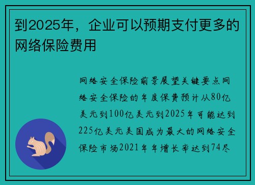 到2025年，企业可以预期支付更多的网络保险费用 